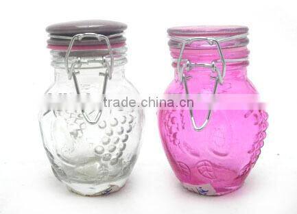 mini kitchen clear /transparent octagon shape glass spice jar with clamp lid