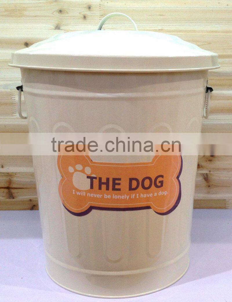 Metal Dog Pet Food Storage Bin Tin/Galvanized Trash Can/Garbage Bin