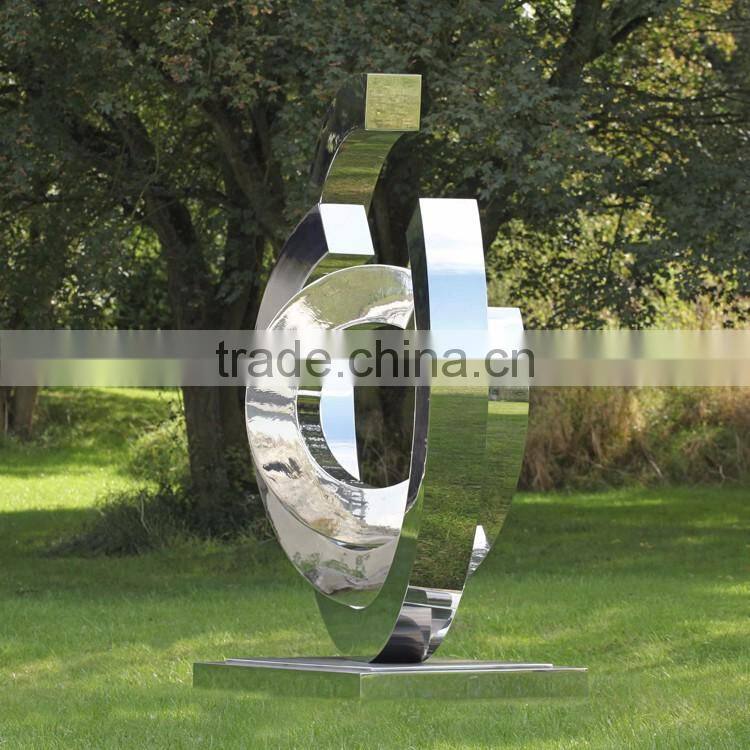Abstract contemporary modern polished metal craft stainless steel outdoor sculpture