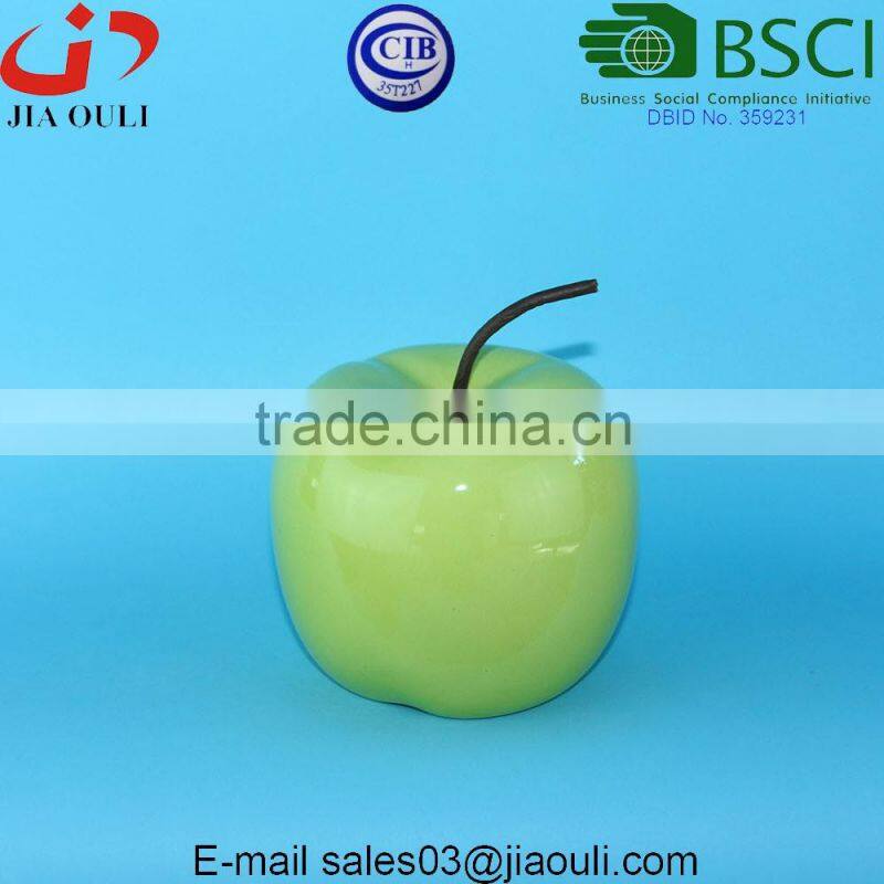 BSCI Audit Factory decorative Ceramic Apple, Ceramic white Apple Decorative Fruit