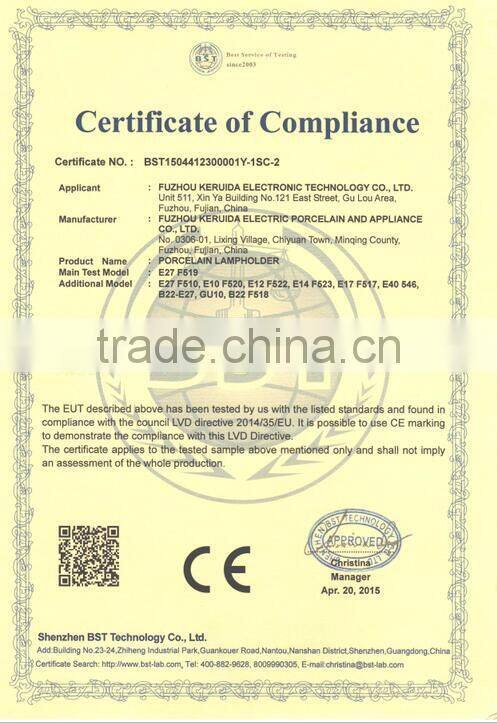 hot selling GU10 porcelain halogen lampholder with cable