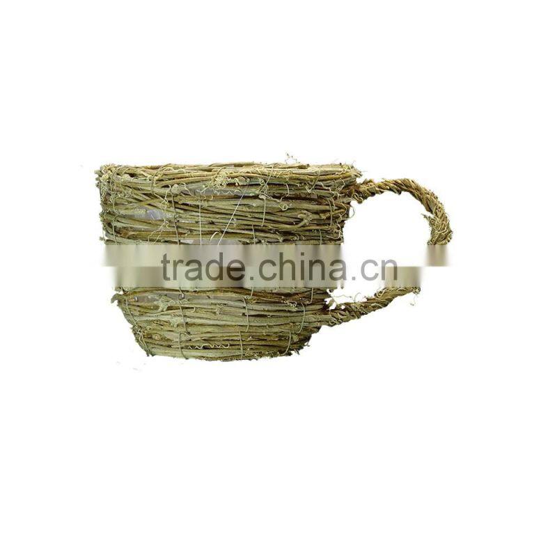 Nature rattan cup shape garden plant with wicker planter boxes
