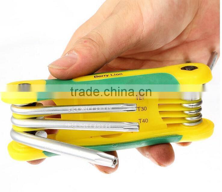 Berrylion tools mini size CRV 8pcs hex key set torx key allen wrench set with high quality