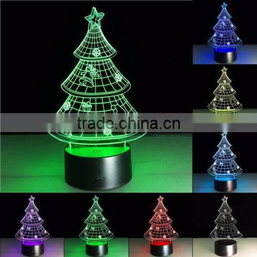 7 Colors Change Birthday Wedding Decor Gift Christmas Tree 3D Illusion LED Night Light