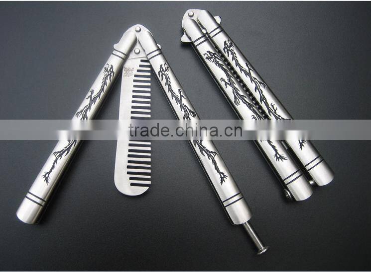 Wholesales Sliver Comb Multi function Stainless Steel Trainer Tool Butterfly Comb