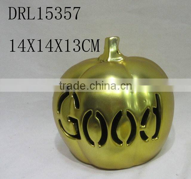 golden pumpkin ceramic lantern hollow letters festival holloween decorations