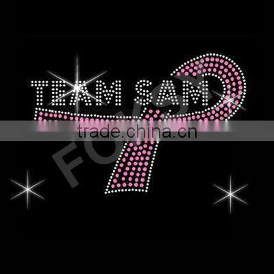 Breast Cancer ribbon glitter rhinestone transfer