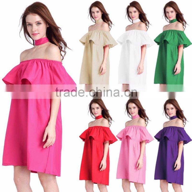 Women Dress Short Sleeve Big Size Dress O Neck Loose Mini Dress For Wholesale