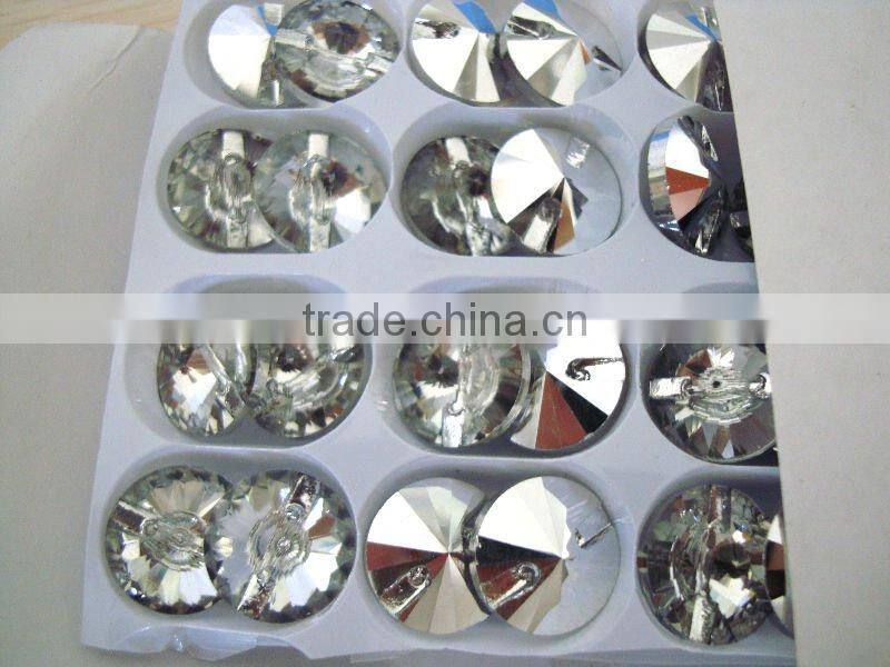 Crystal glass garment button rivoli bicone bead