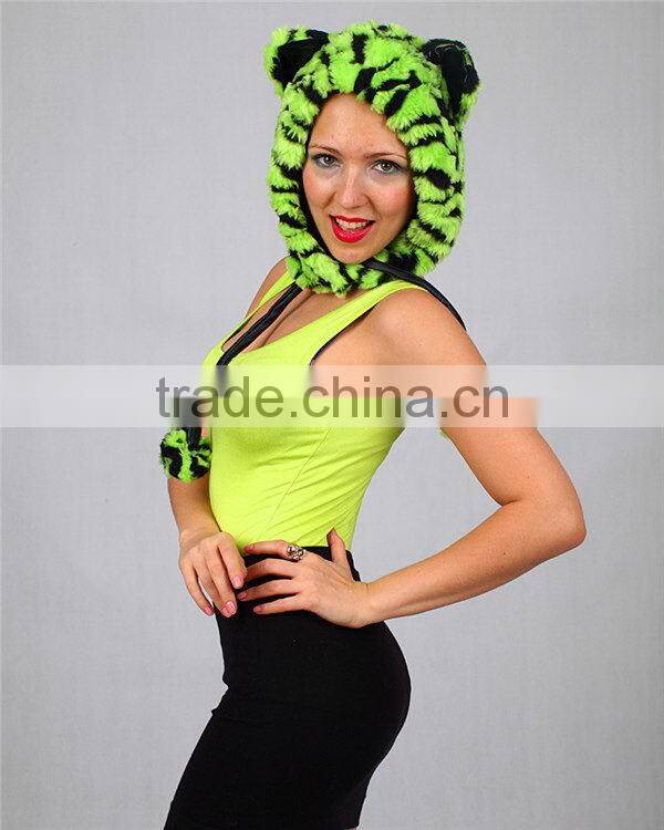 2014 hot sale comfortable long scarf animal face trapper hood hat