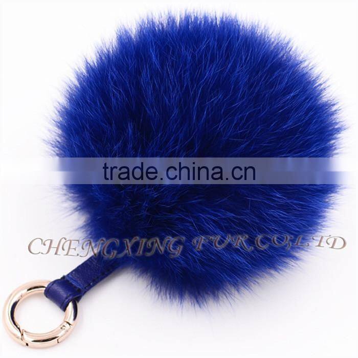 CX-A-63 New Promotional Fox Fur Ball Fur Pom Keychain with Fur Pompom