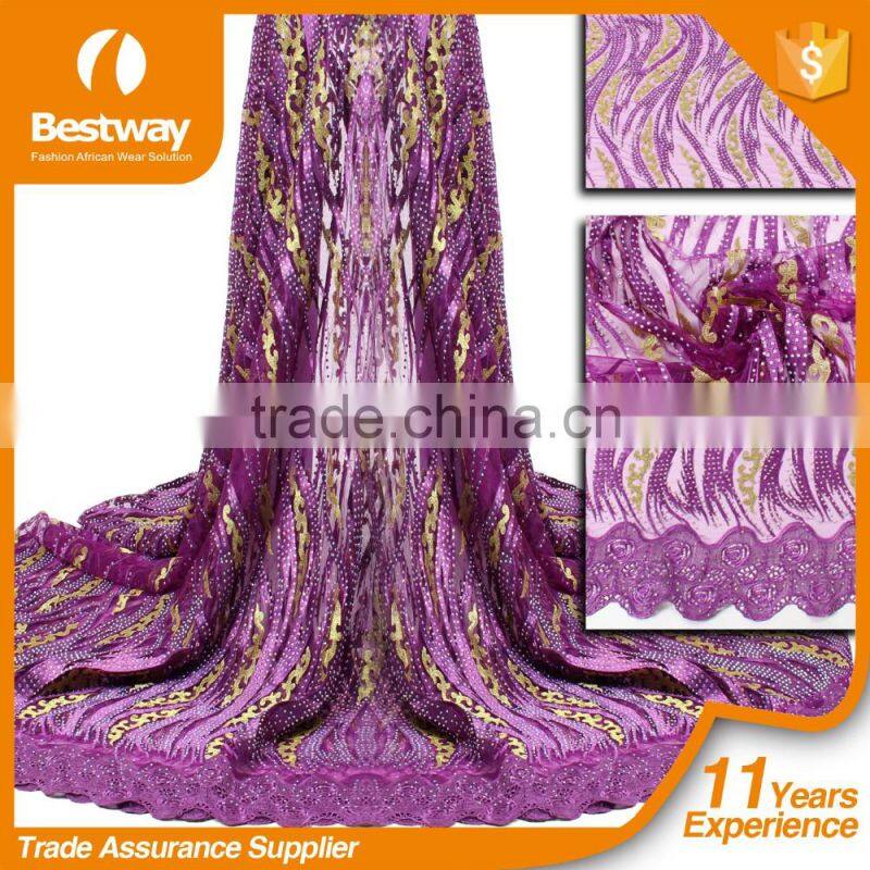 Bestwaytex 2016 New Design Peach French Net Lace Fabric FL1159-5