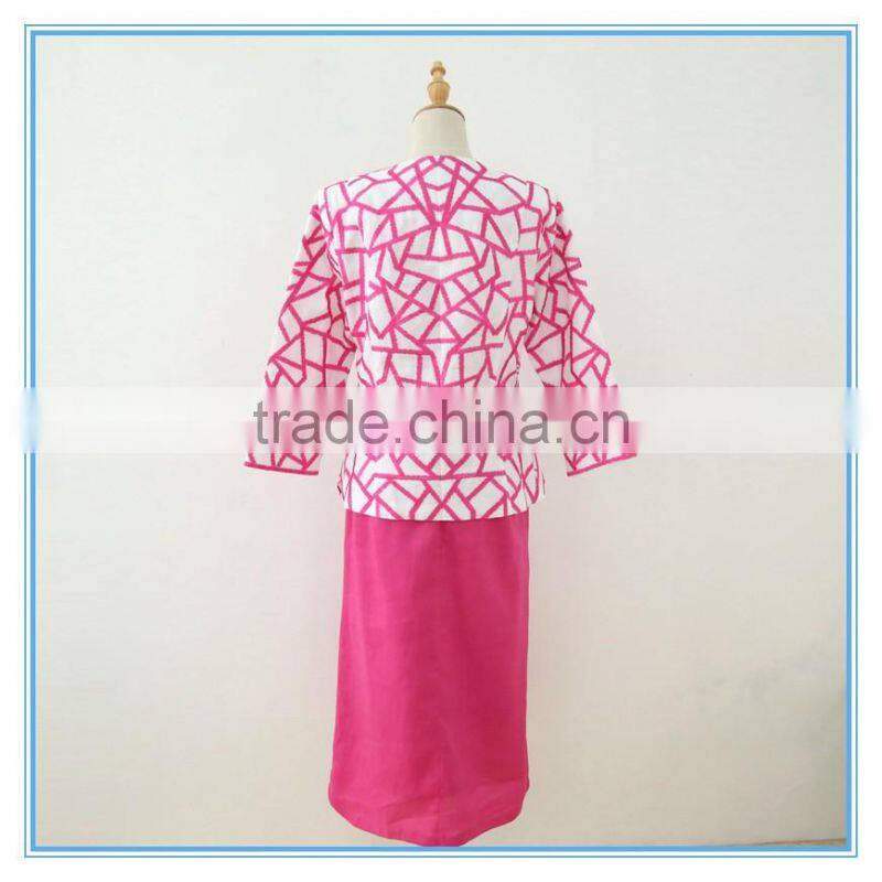 Wholesale 3 pcs Skirt Set Embroidery Cutwork Womens Suits