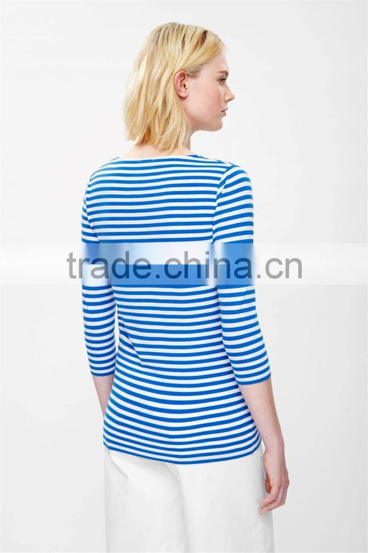 100% Linen Stripe Design Fashion blouses Custom t shirt turkey