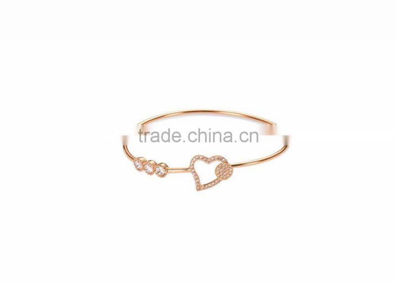 Rose Gold Plated Fancy CZ Studded Heart Bracelet