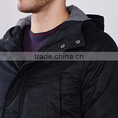Latest Design OEM Black Casual Winter Padding Jacket For Men With Hood