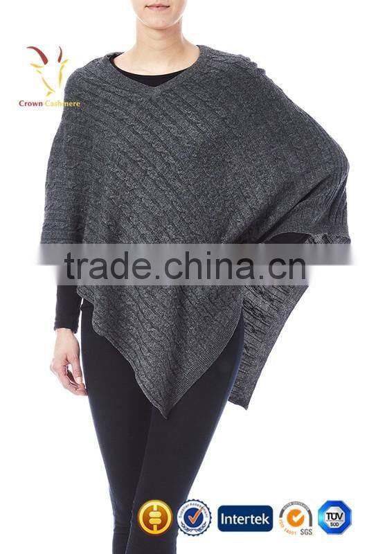 Classic Black Cashmere Poncho Wrap Poncho Knitted