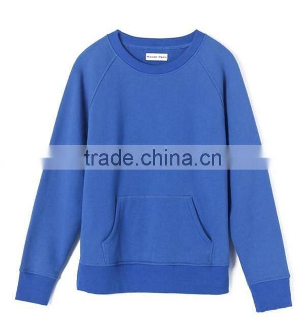 high quality simple womens pillover plain o-neck sweatshirts with pocket