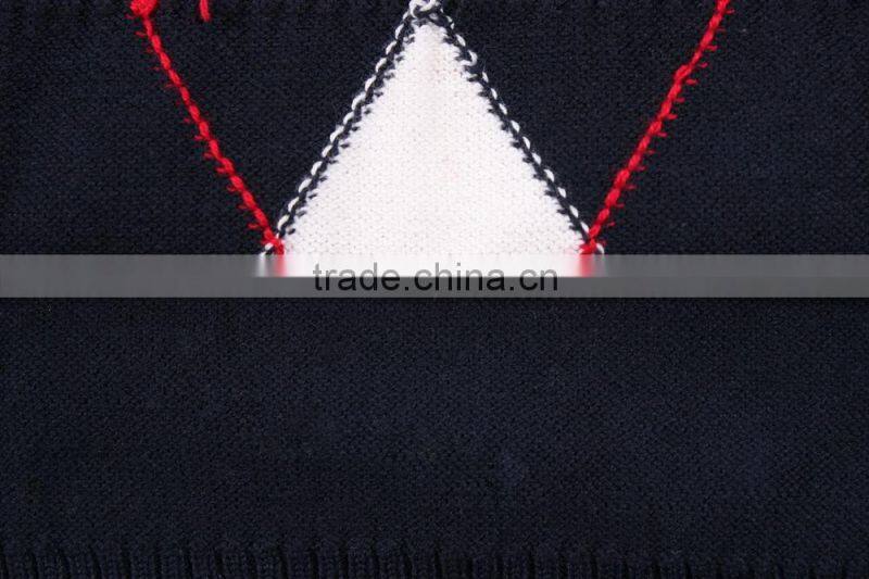 2015 New Fashion Design Navy Blue V Neck Sweater