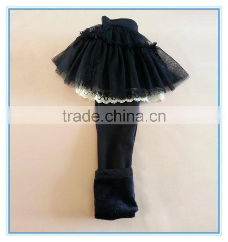 Girl leggings with skirt, children's boutique render skirts leggings, warm thick autumn and winter kid's lace skirted leggings,