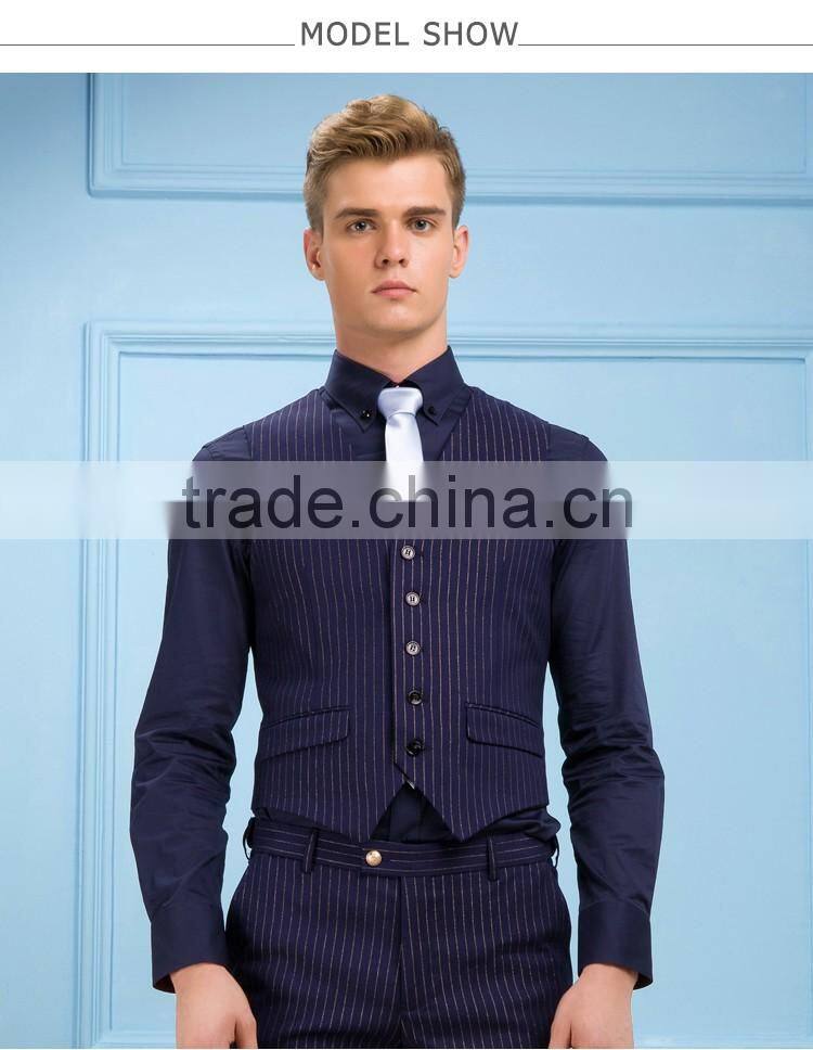 Daynoliao 2016 latest design navy stripe slim fit wholesale 3 pieces men's suits