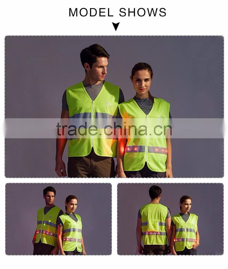 Cool evening LED lime green motorcycle reflective security vest