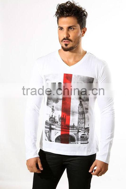 Fashion Men's 3d T-shirt 100% cotton V-neck