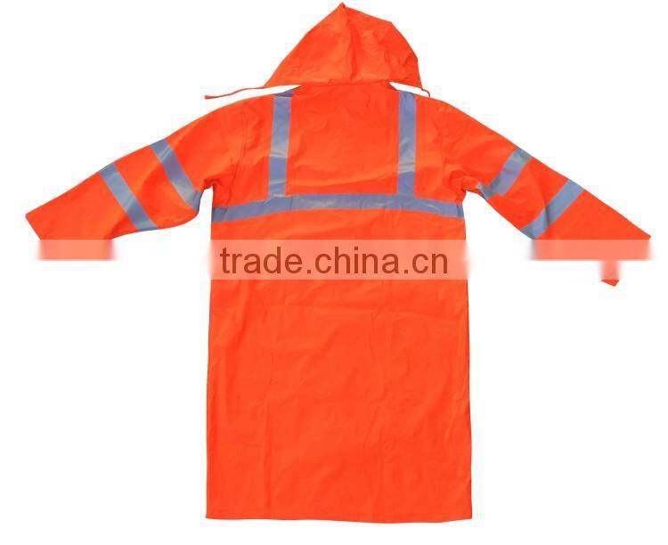 Fashion cheap fluorescent OEM custom yellow hi vis rain coat