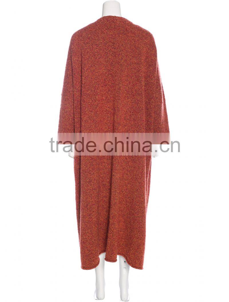 Natural Neck Woolen Ladies Women Pajamas Sleepwear Robe with Dropped Shoulders