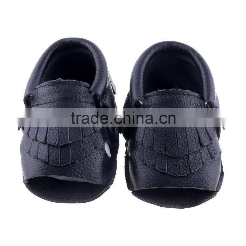 100% cow leather baby summer fringed moccs