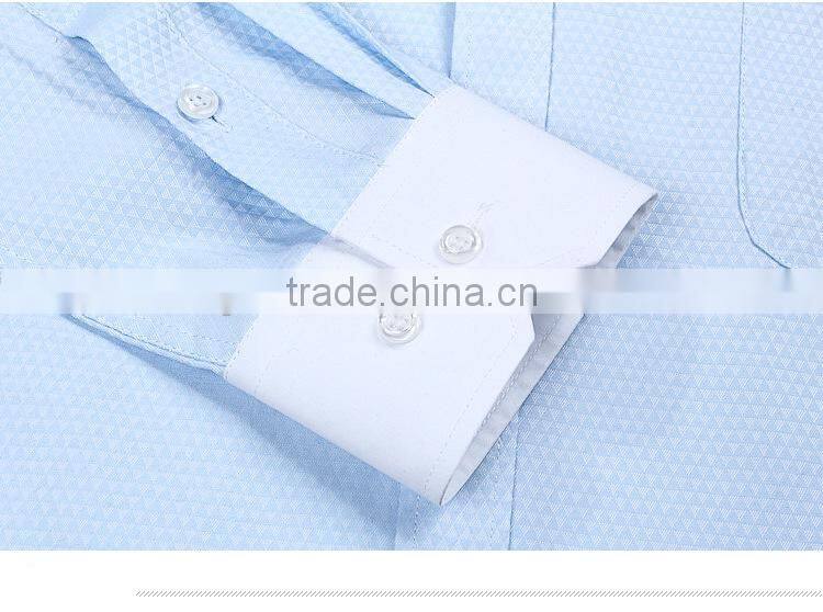European & American fashionable style white collar & cuff men's dress fitness shirt with long sleeve