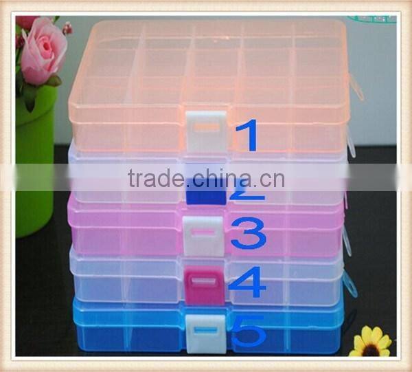 Empty 15 Compartment Plastic Clear Storage Box For Jewelry Rainbow loom bands Container Sundries Organizer