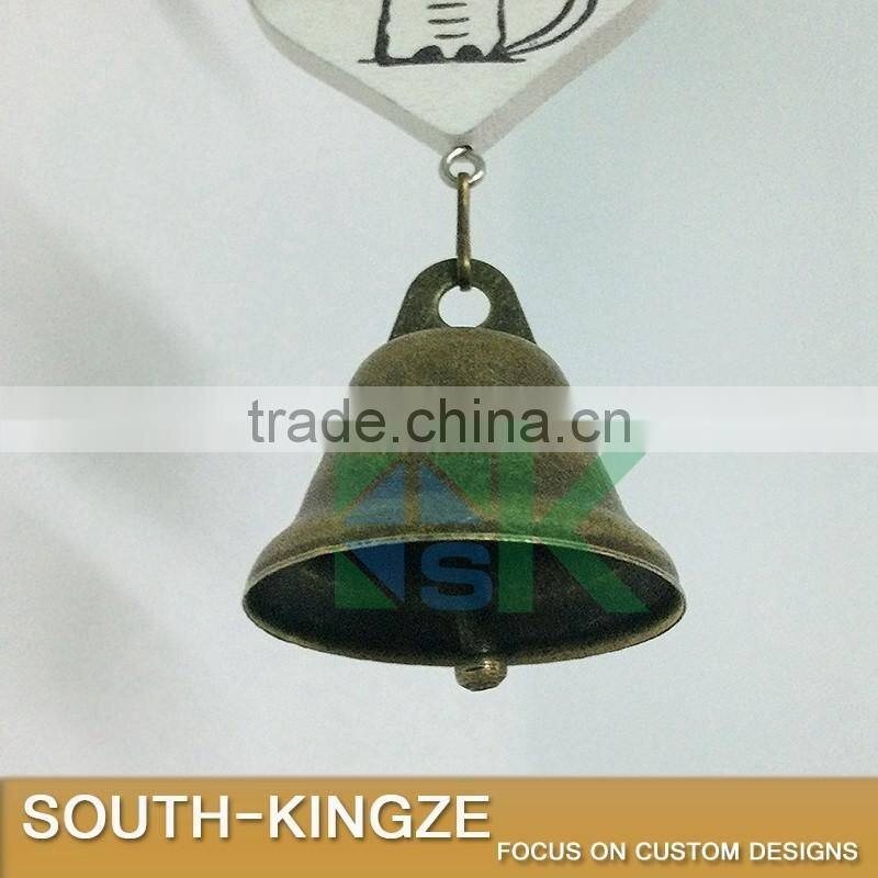 White Wood House Cat Plate Brass Stainless Ringing Bell