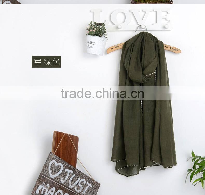 New fashion custom viscose lace trimming hijab scarf