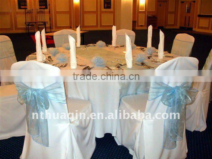 Polyester banquet chair cover with lamour satin sash