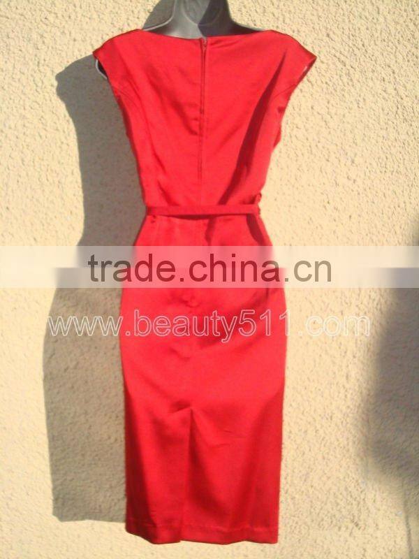 NWT 40s/50s WW2 Red Satin Wiggle Pencil Dress GP003