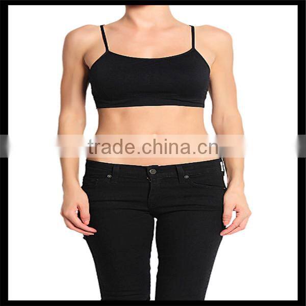 Seamless Cross Strap Back SPORTS BRA TANK TOP Stretch Bandeau Cami black color