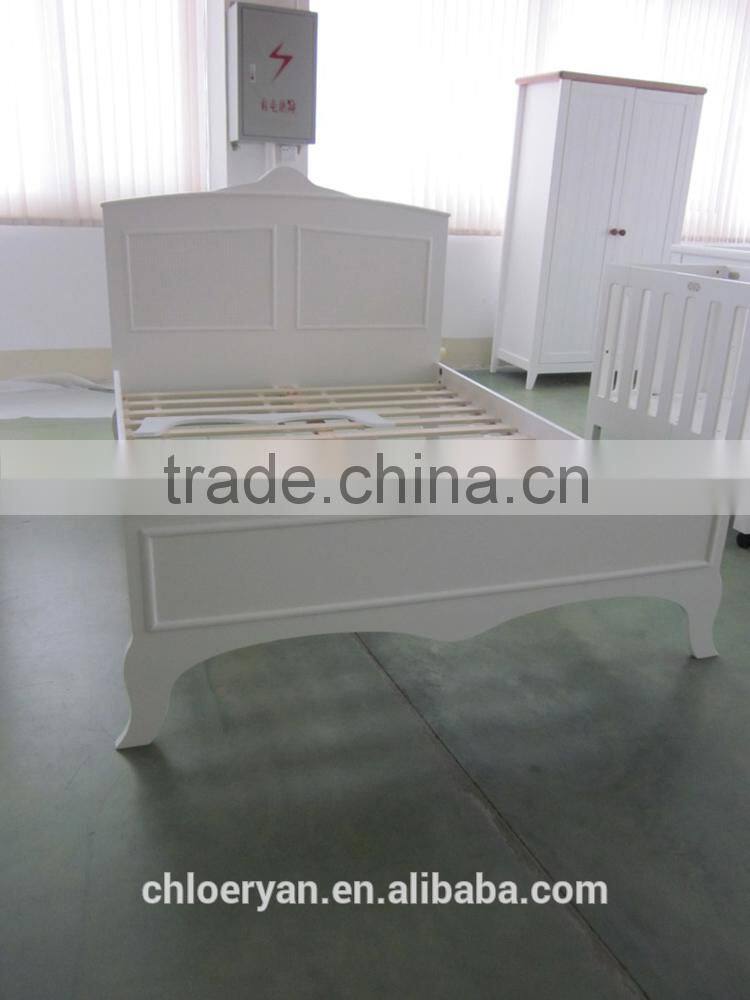 Best selling high quality white color solid wood double bed chinese beds
