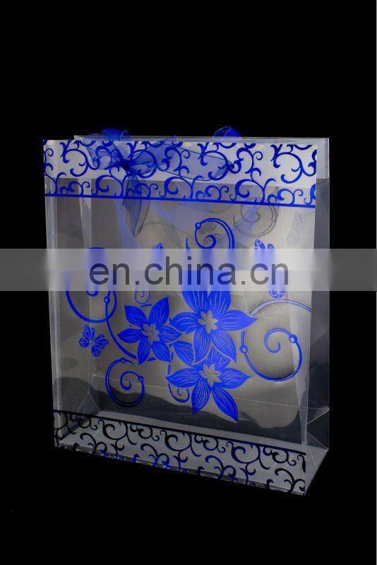 Hot stamping clear plastic resealable drawstring gift bag