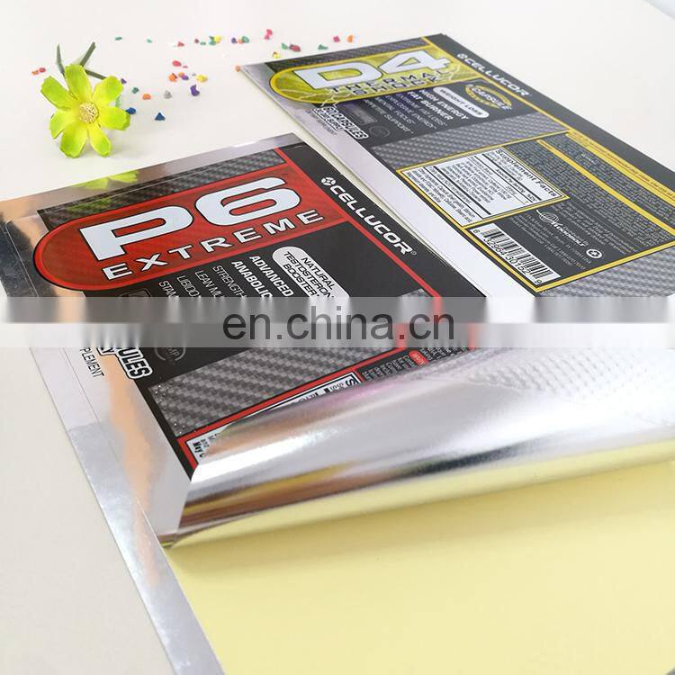 Colorful printing sticker labels weight loss high energy drink adhesive PVC label with embossing
