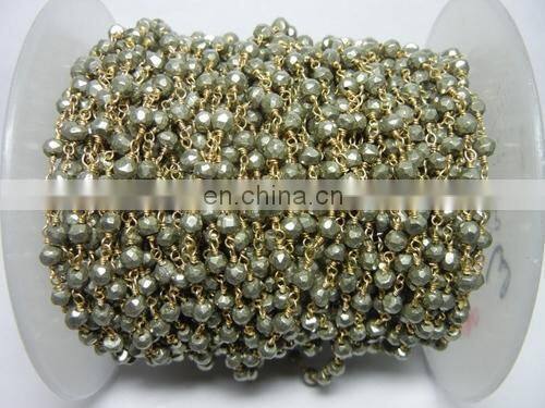 Syn Turquoise Wire Wrapped Gemstone Beaded Chain