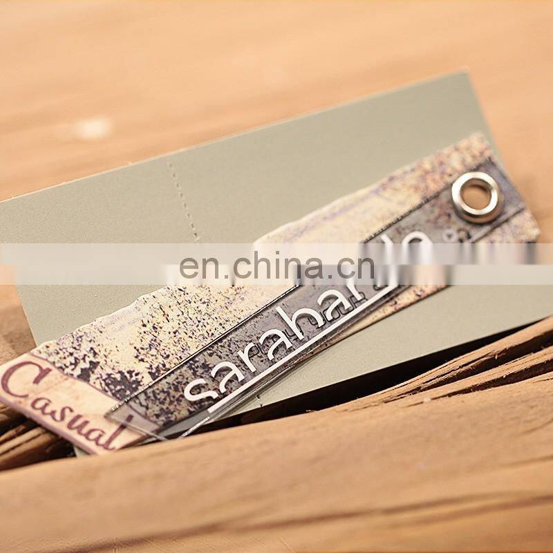 custom private brand name logo woven label tag and printed paper hang label tag for clothing