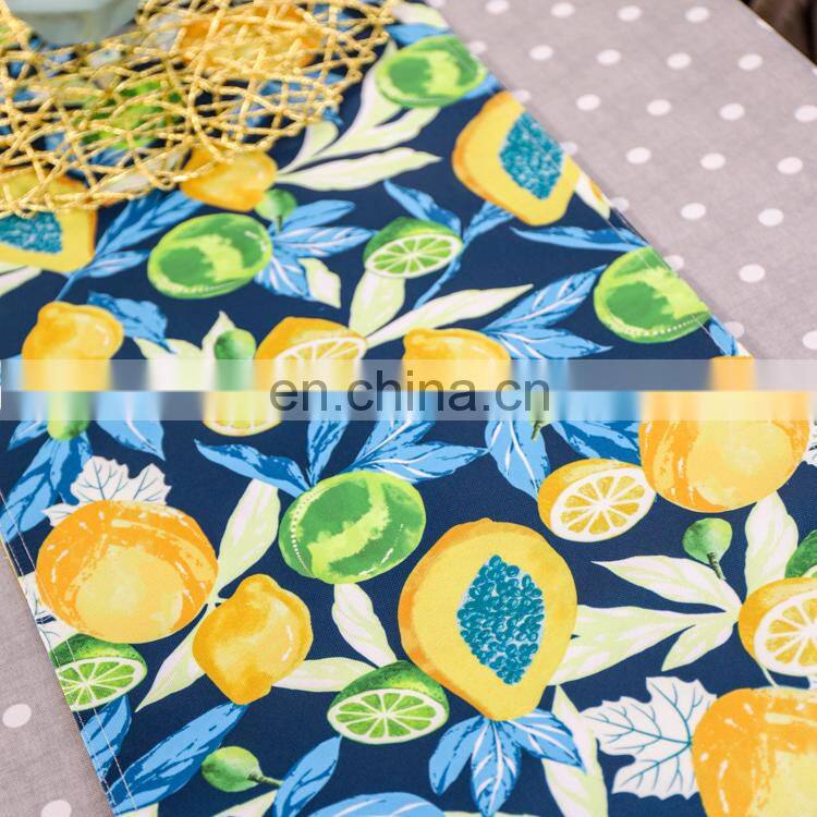 Most popular modern fruits digital print rectangle cotton line table runner for dinner