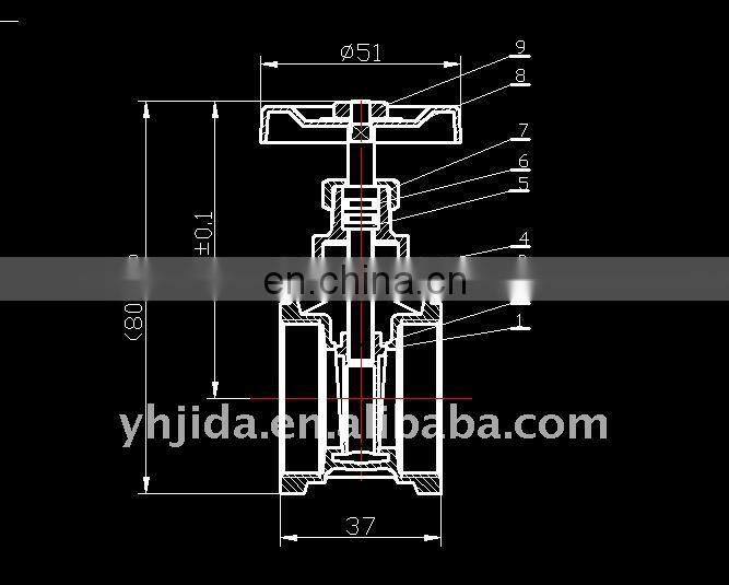 EAST WELL WEDGE brass gate valve F * F JIDA SERIES 1013