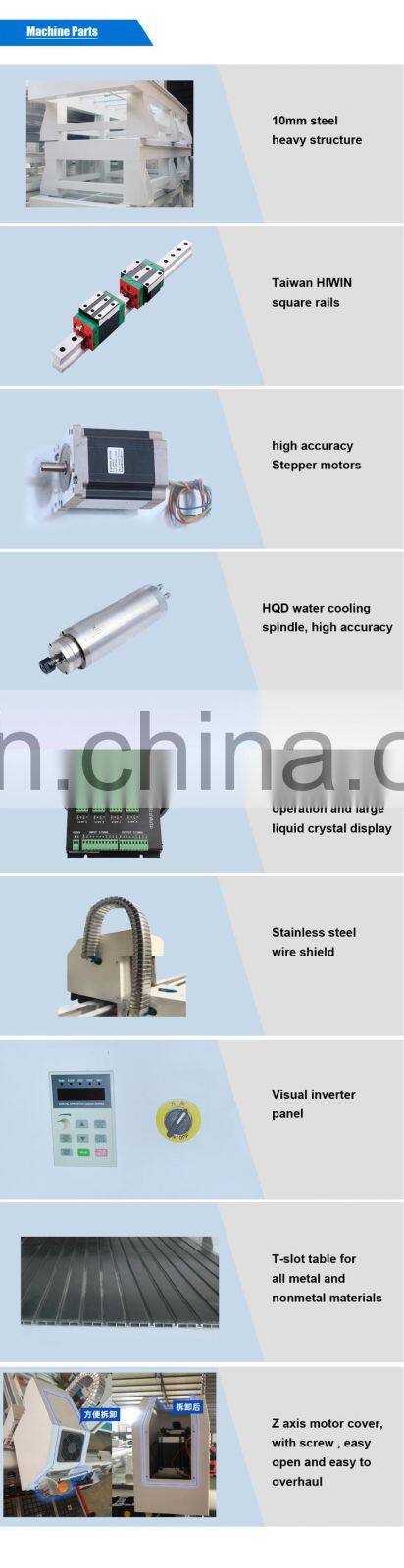 Strong model T shape double heads 1325 wood CNC with 4 axis rotary 200mm diameter DSP A18 controller