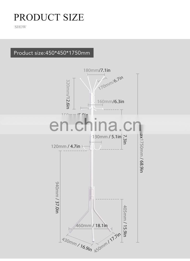 Hotel Tree Shaped Home Bedroom Door Iron Clothes Hat Coat Rack Clothes Stand With Shelf