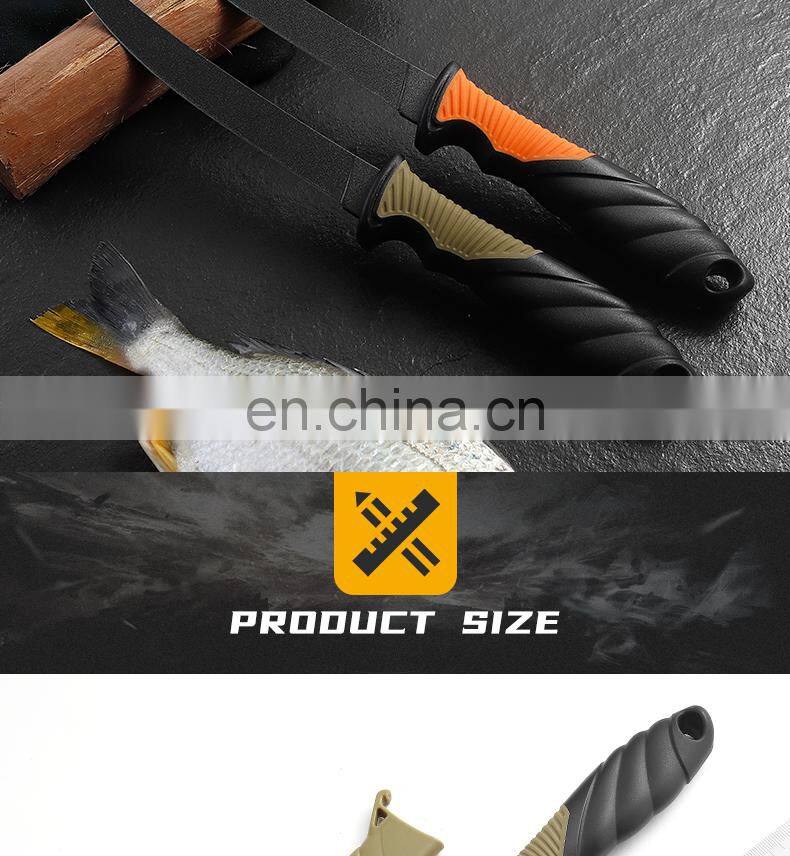 New TPR&ABS Fishing Knife Outdoor Camping Light Fish Fillet Knife with Black Coat and Scabbard Safety Fish Knife