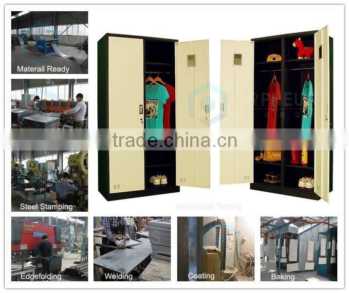 New Metal Closet Organizer Hanging Clothes Wardrobe Closet 2 Swing Door Closet Wholesale