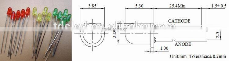 3mm green round led lamp