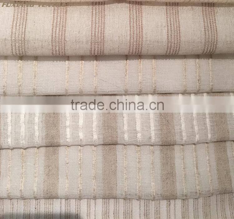 100% Polyester faxu linen stripe window curtain fabric